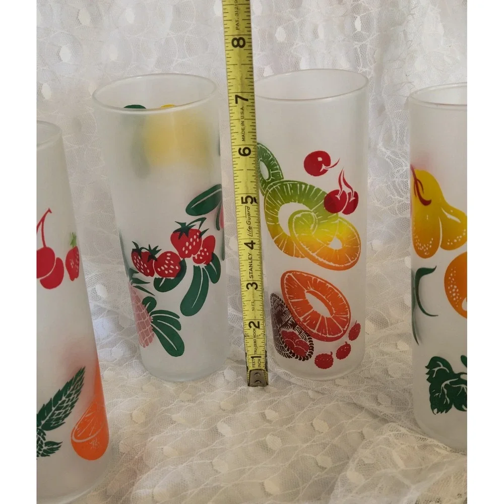 Vintage Federal Highball Glasses 4 Tom Collins Zombie Fruit MCM TIKI Tropical
